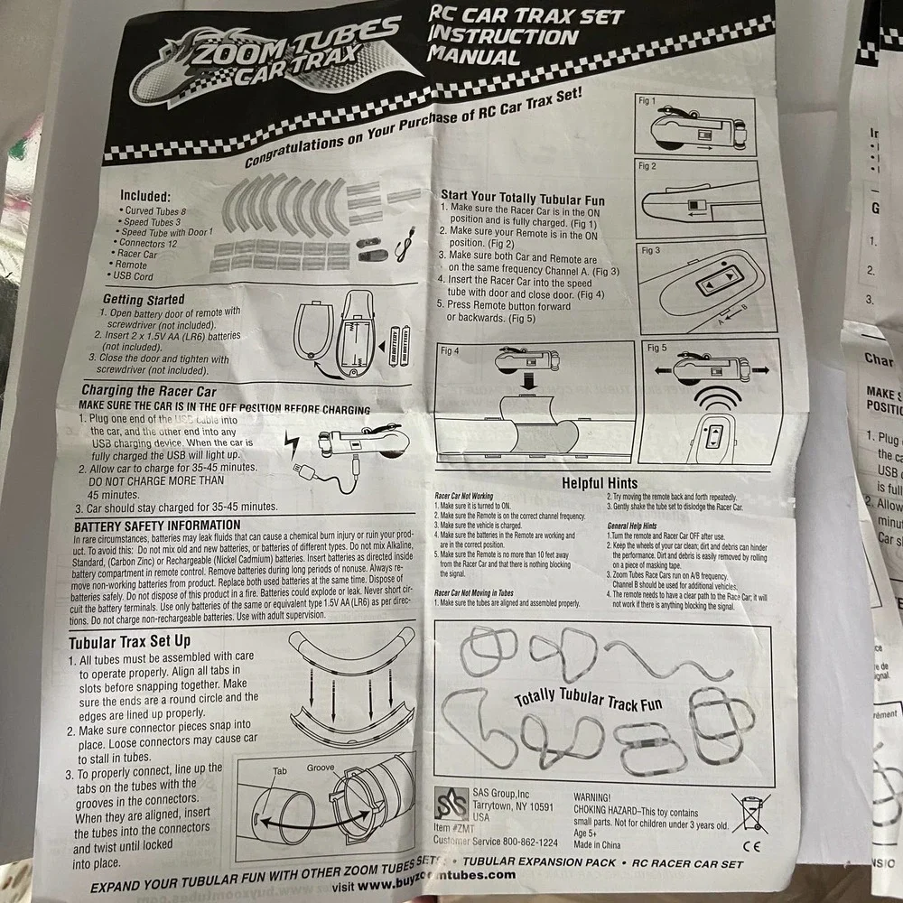 Zoom Tubes Car Trax RC Racer Set 2 cars w/ Expansion Set Criss Cross - Picture 11 of 12